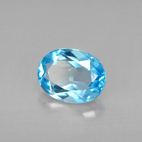 Topázio azul natural 2,22ct, corte oval, VVS