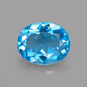 Topázio azul natural 3,14ct, corte oval, VS