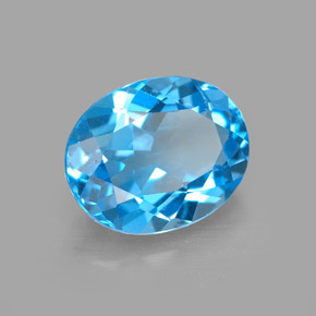 Topázio azul natural 3,14ct, corte oval, VS