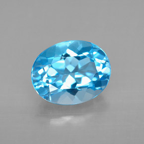 Topázio azul natural 3,27ct, corte oval, VVS-VS