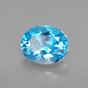 Topázio azul natural 3,27ct, corte oval, VVS-VS