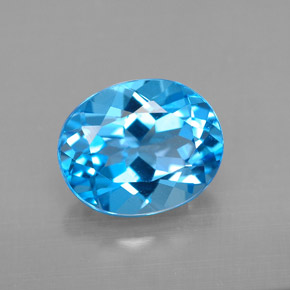 Topázio azul natural 3,51ct, corte oval, VVS-VS