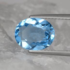 Topázio azul natural 2,89ct, corte oval, VVS