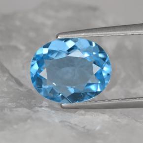 Topázio azul natural 2,89ct, corte oval, VVS