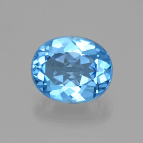 Topázio azul natural 2,98ct, corte oval, VVS