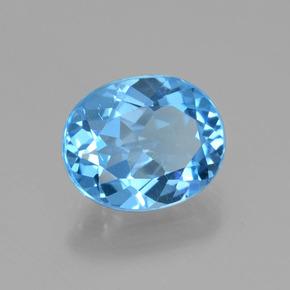 Topázio azul natural 2,98ct, corte oval, VVS