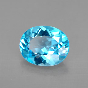 Topázio azul natural 3,08ct, corte oval, VVS