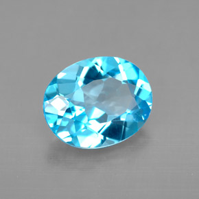 Topázio azul natural 3,08ct, corte oval, VVS
