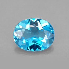 Topázio azul natural 3,38ct, corte oval, VVS