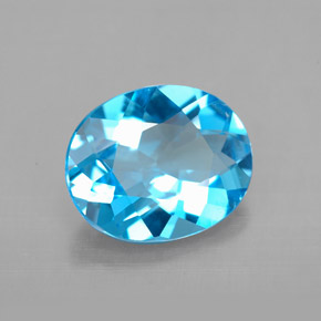 Topázio azul natural 3,38ct, corte oval, VVS