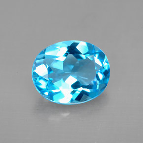 Topázio azul natural 3,18ct, corte oval, VVS