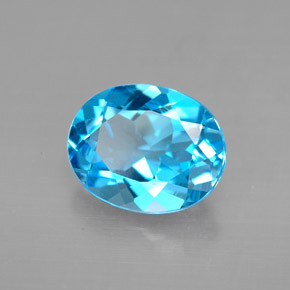 Topázio azul natural 3,18ct, corte oval, VVS