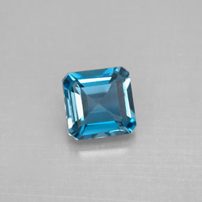 Topázio azul natural 1,33ct, corte esmeralda, VVS-VS