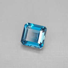 Topázio azul natural 1,33ct, corte esmeralda, VVS-VS