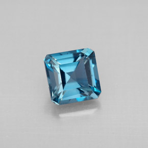 Topázio azul natural 1,48ct, corte esmeralda, VVS-VS