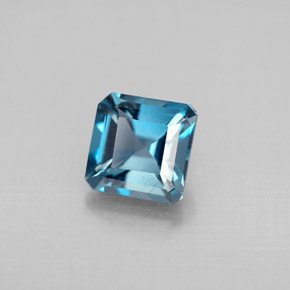 Topázio azul natural 1,48ct, corte esmeralda, VVS-VS