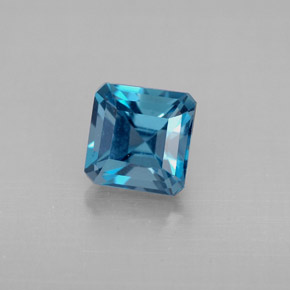 Topázio azul natural 1,64ct, corte esmeralda, VVS-VS