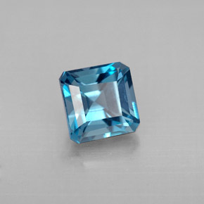 Topázio azul natural 1,64ct, corte esmeralda, VVS-VS