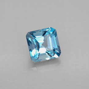 Topázio azul natural 1,46ct, corte esmeralda, VVS-VS