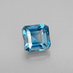 Topázio azul natural 1,62ct, corte esmeralda, VVS-VS