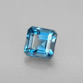 Topázio azul natural 1,62ct, corte esmeralda, VVS-VS