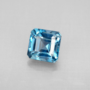 Topázio azul natural 1,52ct, corte esmeralda, VVS-VS