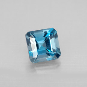 Topázio azul natural 1,52ct, corte esmeralda, VVS-VS