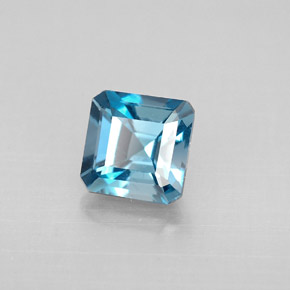 Topázio azul natural 1,52ct, corte esmeralda, VVS-VS