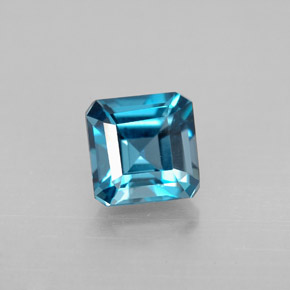 Topázio azul natural 1,52ct, corte esmeralda, VVS-VS