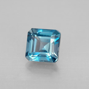 Topázio azul natural 1,52ct, corte esmeralda, VVS-VS