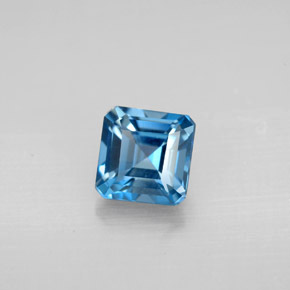 Topázio azul natural 1,49ct, corte esmeralda, VVS-VS