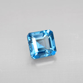 Topázio azul natural 1,49ct, corte esmeralda, VVS-VS