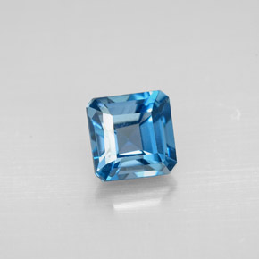 Topázio azul natural 1,52ct, corte esmeralda, VVS-VS