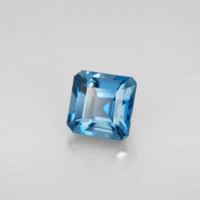 Topázio azul natural 1,52ct, corte esmeralda, VVS-VS