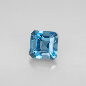 Topázio azul natural 1,67ct, corte esmeralda, VVS-VS