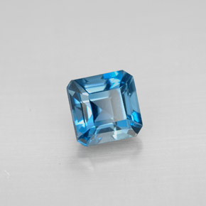 Topázio azul natural 1,67ct, corte esmeralda, VVS-VS