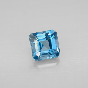 Topázio azul natural 1,45ct, corte esmeralda, VVS-VS