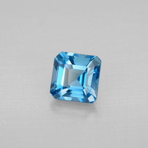 Topázio azul natural 1,45ct, corte esmeralda, VVS-VS