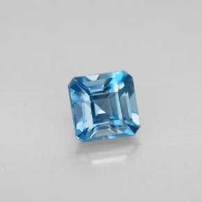 Topázio azul natural 1,52ct, corte esmeralda, VVS-VS