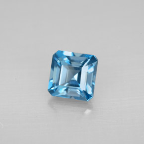 Topázio azul natural 1,52ct, corte esmeralda, VVS-VS