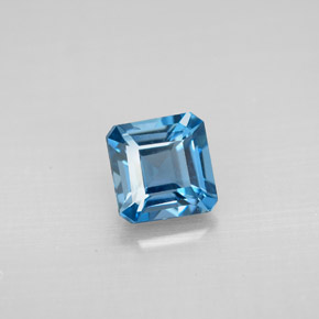 Topázio azul natural 1,41ct, corte esmeralda, VVS-VS