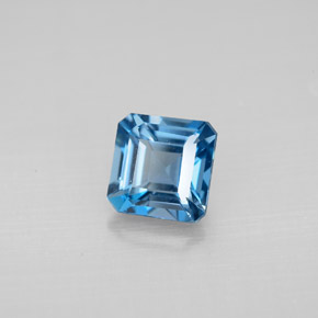 Topázio azul natural 1,41ct, corte esmeralda, VVS-VS