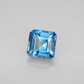Topázio azul natural 1,56ct, corte esmeralda, VVS-VS