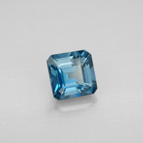 Topázio azul natural 1,43ct, corte esmeralda, VVS-VS
