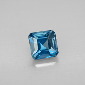Topázio azul natural 1,47ct, corte esmeralda, VVS-VS