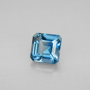 Topázio azul natural 1,47ct, corte esmeralda, VVS-VS