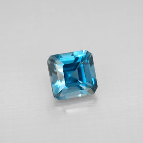 Topázio azul natural 1,48ct, corte esmeralda, VVS-VS