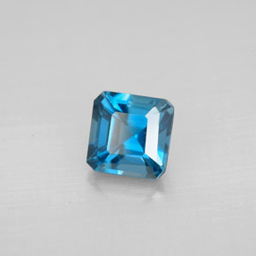 Topázio azul natural 1,48ct, corte esmeralda, VVS-VS
