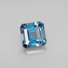 Topázio azul natural 1,31ct, corte esmeralda, VVS-VS