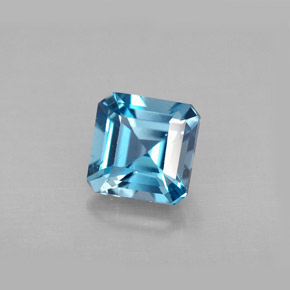 Topázio azul natural 1,36ct, corte esmeralda, VVS-VS